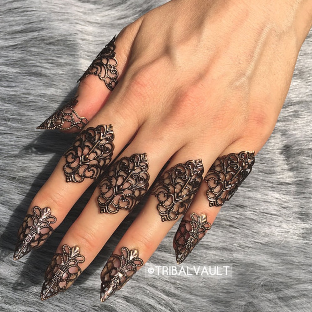 Copper Midi Knuckle Ring & Nail Claws 10 pcs